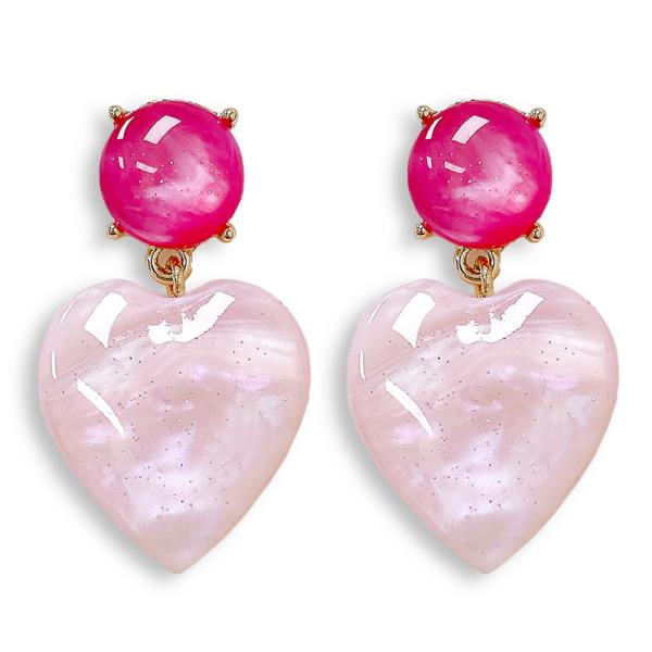 VDAY ACETATE HEART DANGLE EARRING