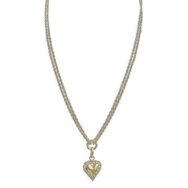 METAL DOUBLE CHAIN HEART NECKLACE