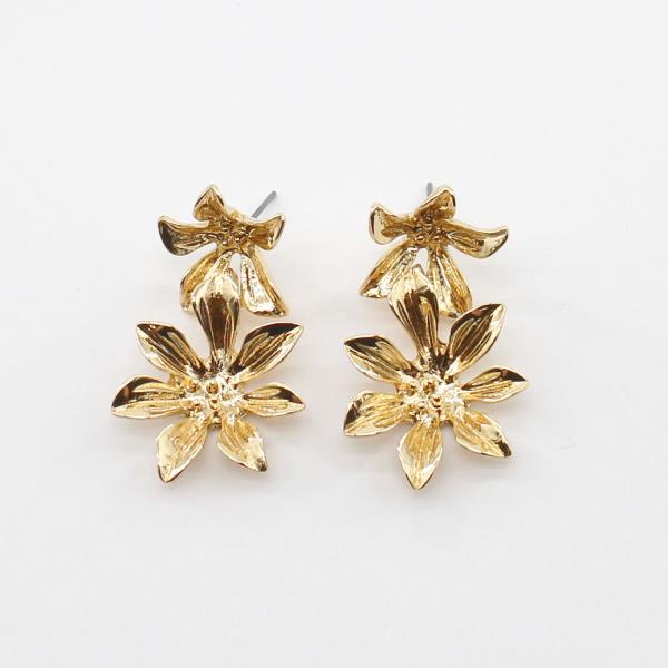 DOUBLE FLOWER METAL EARRING