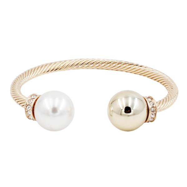 PEARL BALL BEAD CUFF BRACELET