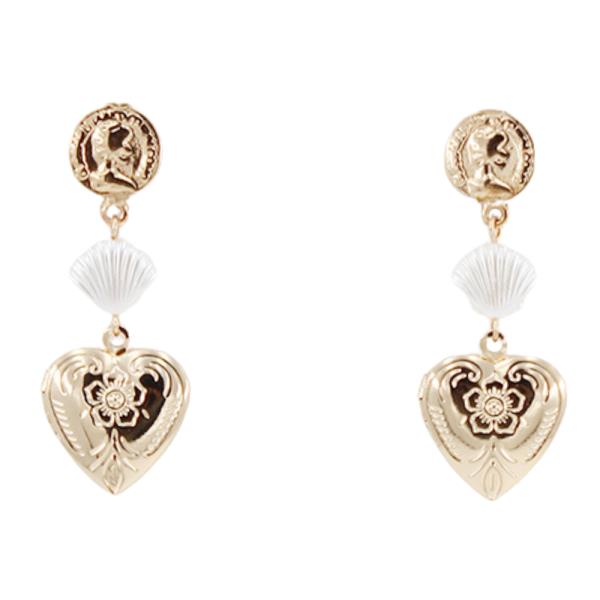 HEART PEARL VEAD LINK DANGLE EARRING