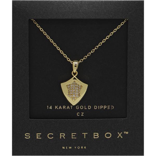 SECRET BOX GOLD DIPPED CZ FOSSIL NECKLACE