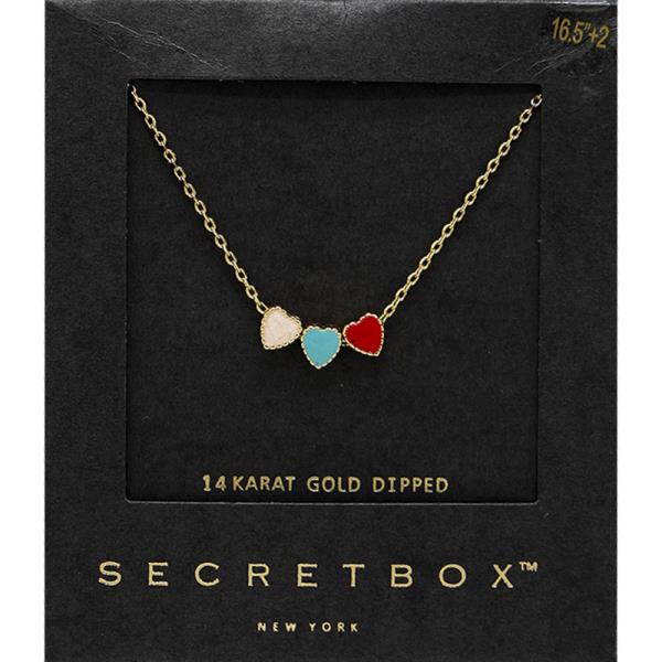 SECRET BOX GOLD DIPPED WHITE RED TQ HEART NECKLACE