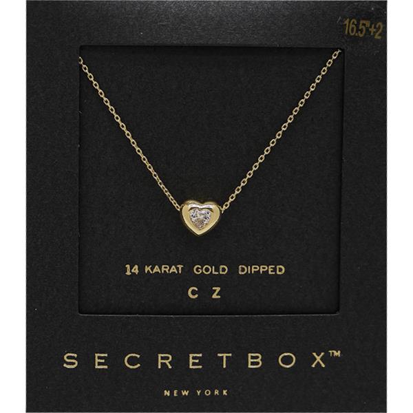 SECRET BOX GOLD DIPPED TINY CUBIC HEART NECKLACE