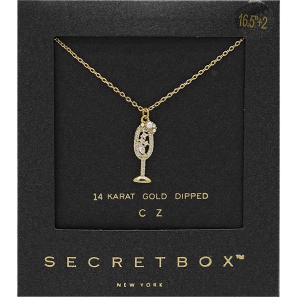 SECRET BOX GOLD DIPPED CHAMPAGNE GLASS NECKLACE