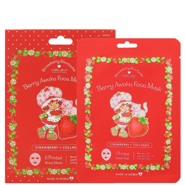 CELAVI 5PC STRAWBERRY SHORTCAKE FACE SHEET MASK SET