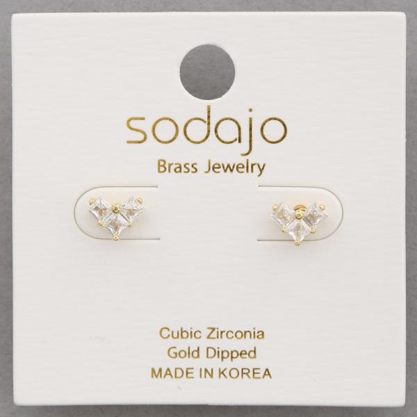 SODAJO DAINTY CZ HEART GOLD DIPPED EARRING