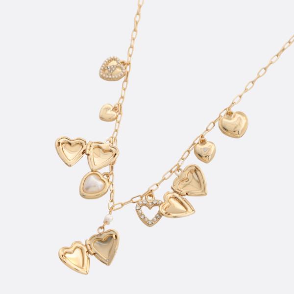 HEART LOCKET MULTI CHARM NECKLACE