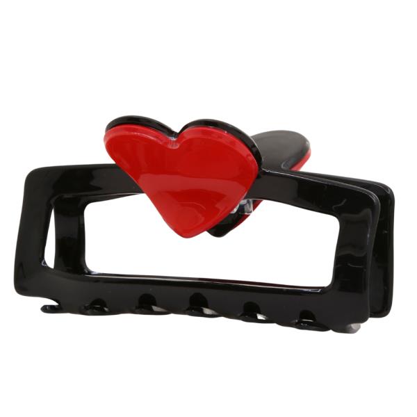 HEART RECTANGLE CLAW HAIR CLIP