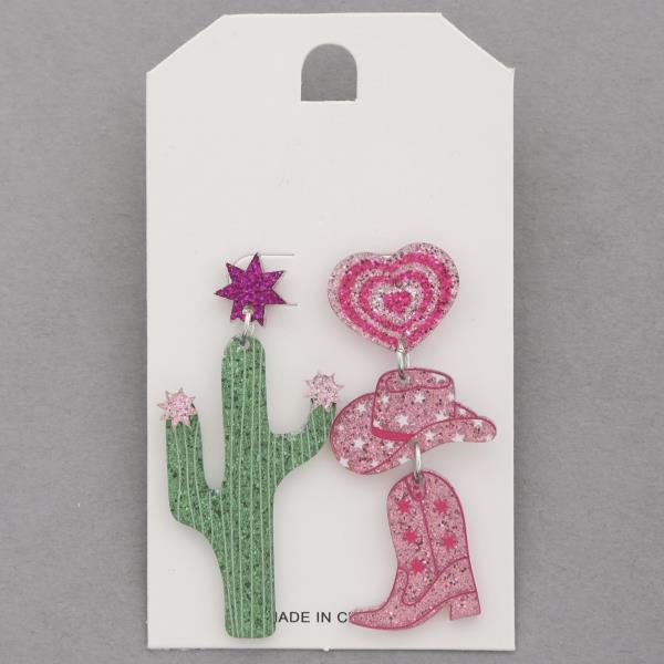 WESTERN STYLE CACTUS DANGLE EARRING