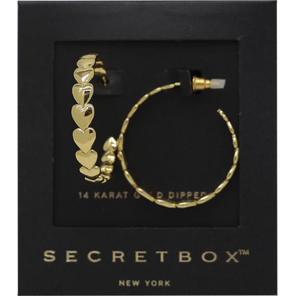 SECRET BOX GOLD DIPPED HEART SOLID HOOP EARRING