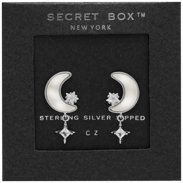 SECRET BOX GOLD DIPPED SHELL MOON N STAR EARRING