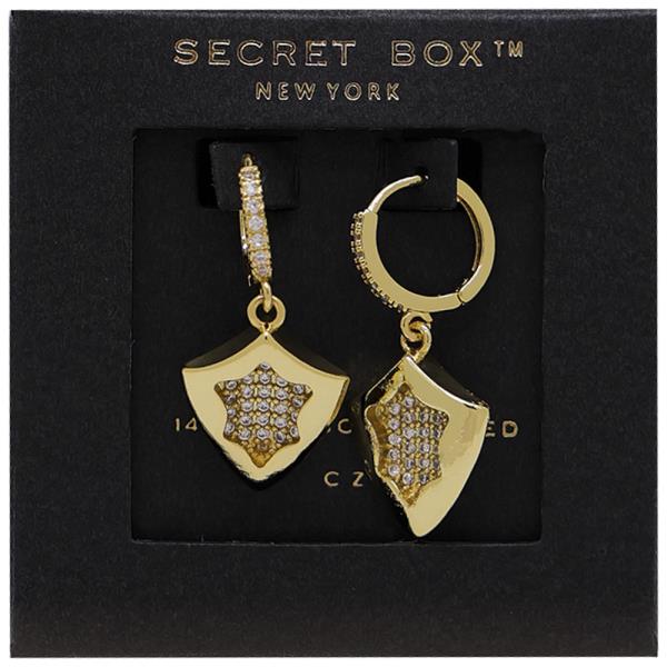 SECRET BOX GOLD DIPPED CZ FOSSILS STYLE EARRING