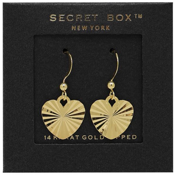 SECRET BOX GOLD DIPPED HEART FISH HOOK EARRING