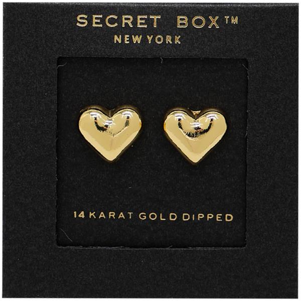 SECRET BOX GOLD DIPPED PUFFY HEART STUD