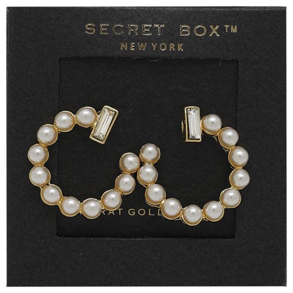 SECRET BOX GOLD DIPPED PEARL PAVE EARRING