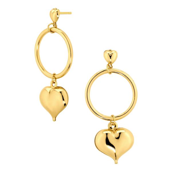 HEART SHAPE CIRCLE LINK DANGLE METAL EARRING