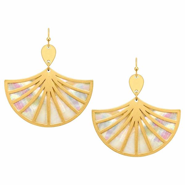 FAN SHAPE METAL DANGLE EARRING