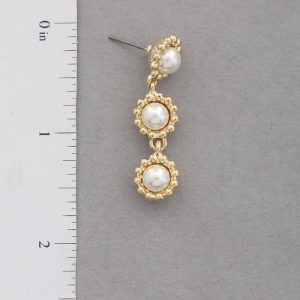 TRIPLE PEARL FLOWER DANGLE EARRING