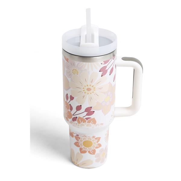 MAMA FLORAL 400Z TUMBLER W/HANDLE DOUBLE WALL STAINLESS STEEL