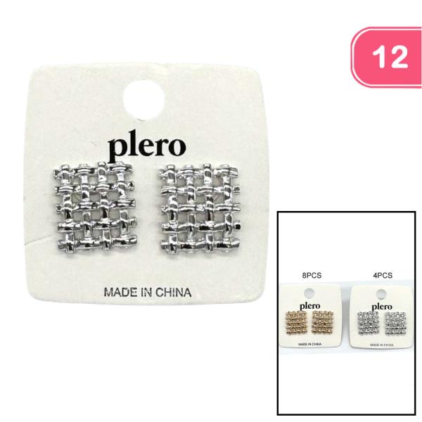 METAL SQUARE EARRING (12 UNITS)