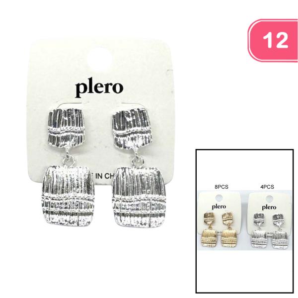 METAL SQUARE DANGLE EARRING (12 UNITS)