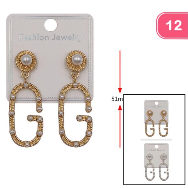 METAL PEARL GG DANGLE EARRING (12 UNITS)