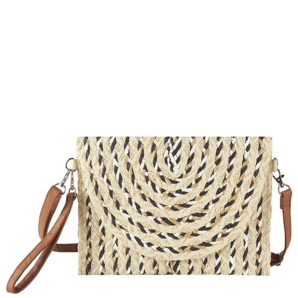 MULTI COLOR STRAW CLUTCH & CROSSBODY BAG