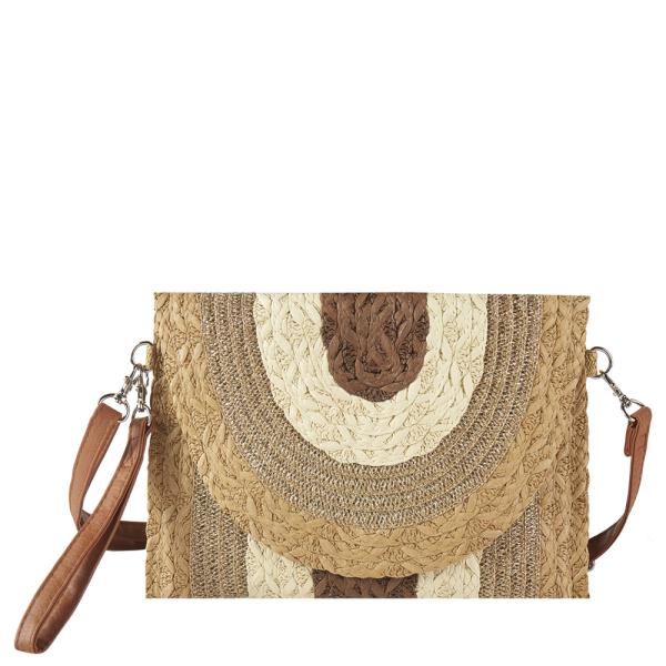 METALLIC LINED MULTI COLOR STRAW CLUTCH & CROSSBODY BAG