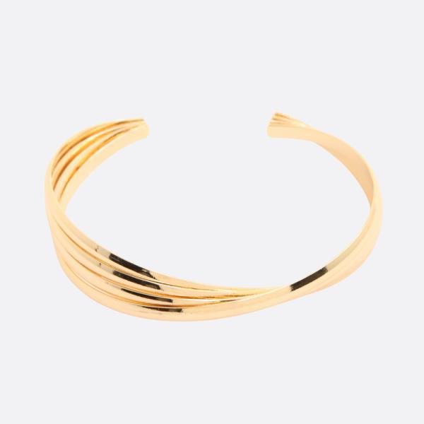 SODAJO LINED METAL CUFF GOLD DIPPED BRACELET