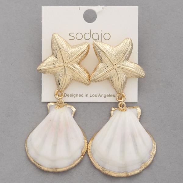 SODAJO STARFISH SEASHELL LINK DANGLE EARRING