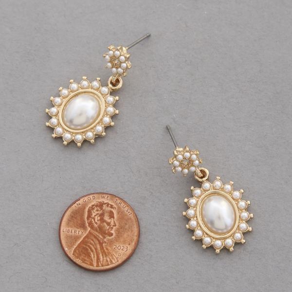 SODAJO OVAL PEARL BEAD DANGLE EARRING