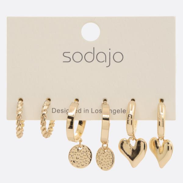 SODAJO HEART SHAPE ASSORTED EARRING SET