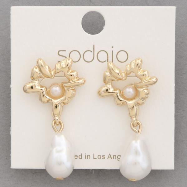 SODAJO ORGANIC SHAPE PEARL BEAD LINK EARRING