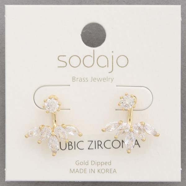 SODAJO CZ LEAF GOLD DIPPED EARRING