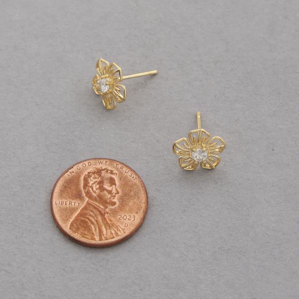 SODAJO FLOWER CZ GOLD DIPPED EARRING