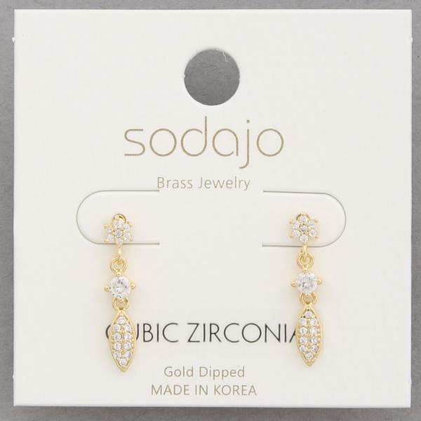 SODAJO CZ METAL DANGLE GOLD DIPPED EARRING