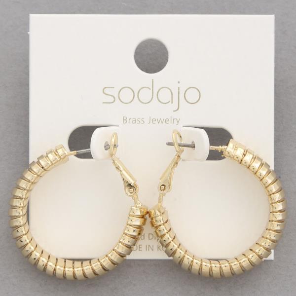 SODAJO LINED HOOP GOLD DIPPED EARRING