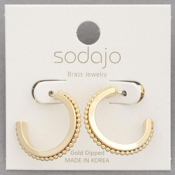 SODAJO BALL BEAD EDGE OPEN HOOP EARRING