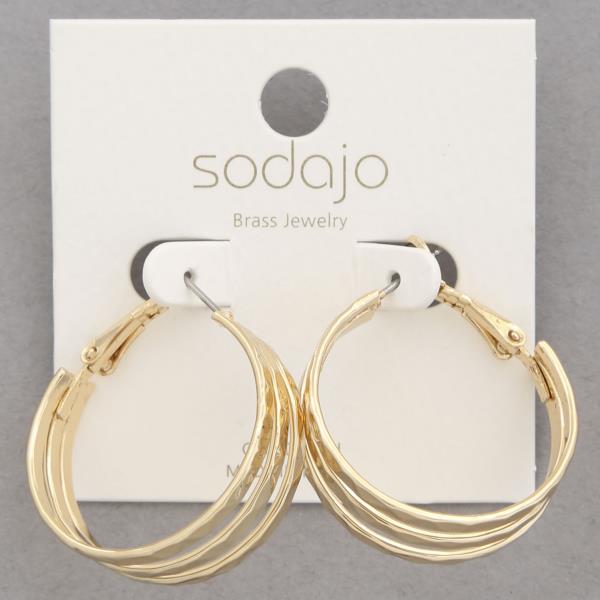 SODAJO TRIPLE HOOP GOLD DIPPED EARRING