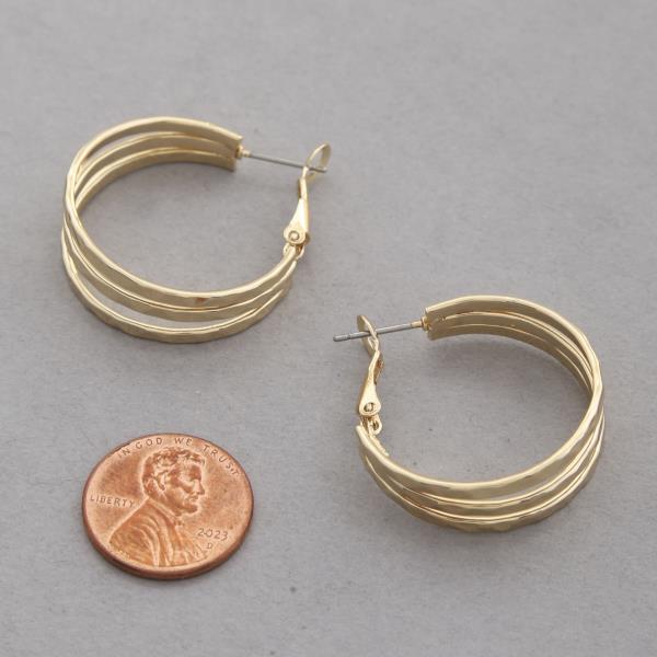 SODAJO TRIPLE HOOP GOLD DIPPED EARRING