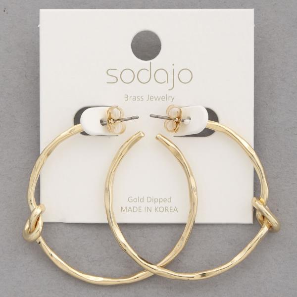 SODAJO KNOT OPEN HOOP GOLD DIPPED EARRING