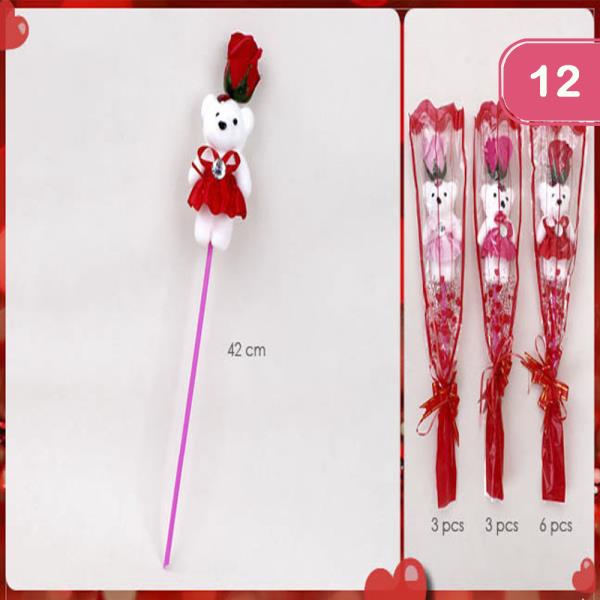 VALENTINE`S DAY HEART BEAR STICK (12 UNITS)