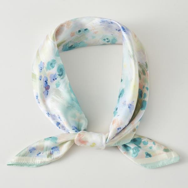 FLORAL PRINT SILKY BANDANA NECK SCARF