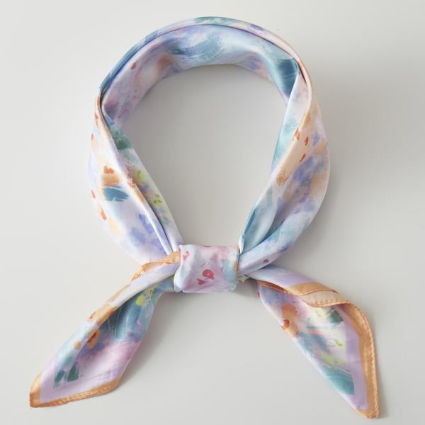 FLORAL PRINT SILKY BANDANA NECK SCARF