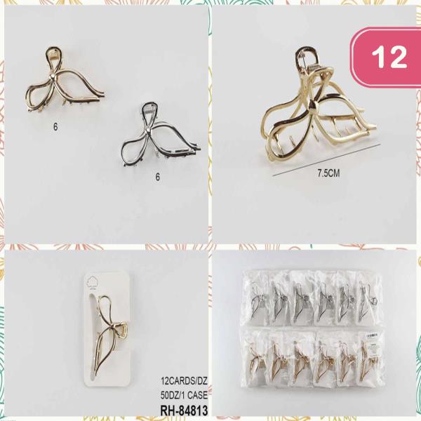 RIBBON HAIR CLAW JAW CLIP (12 UNITS)