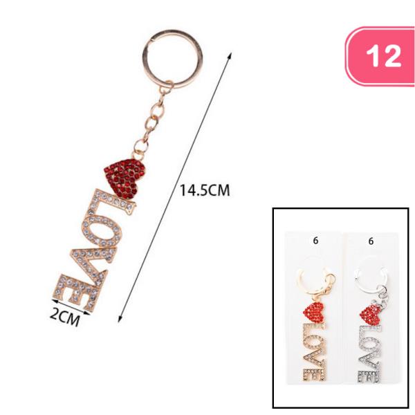 RHINESTONE LOVE KEYCHAIN (12 UNITS)