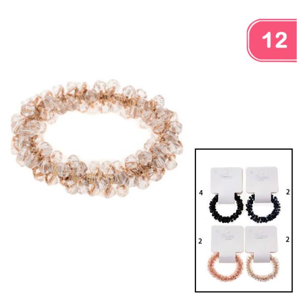 GLASS BEAD HAIR TIE (12 UNITS)