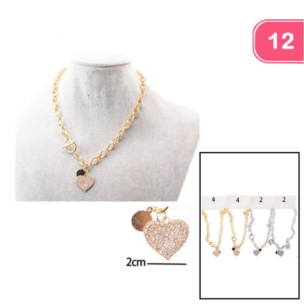 HEART PENDANT NECKLACE (12 UNITS)