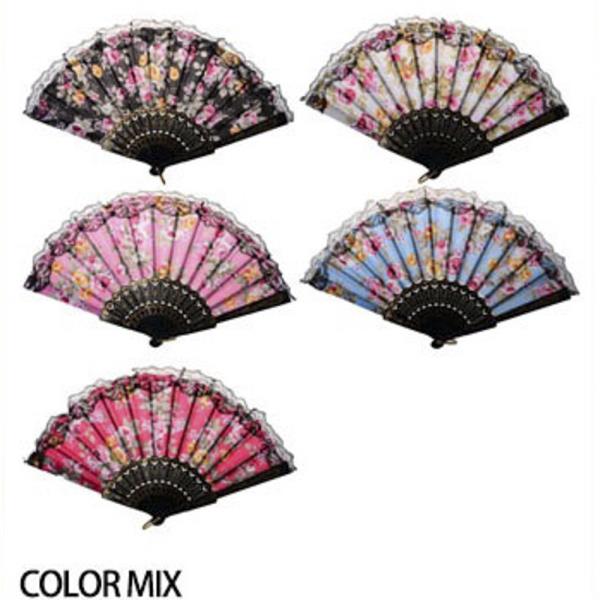 FLOWER PRINT HAND FAN (12 UNITS)